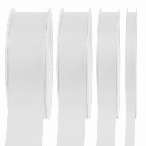 Ruban cadeau décoratif blanc 50 m différentes tailles