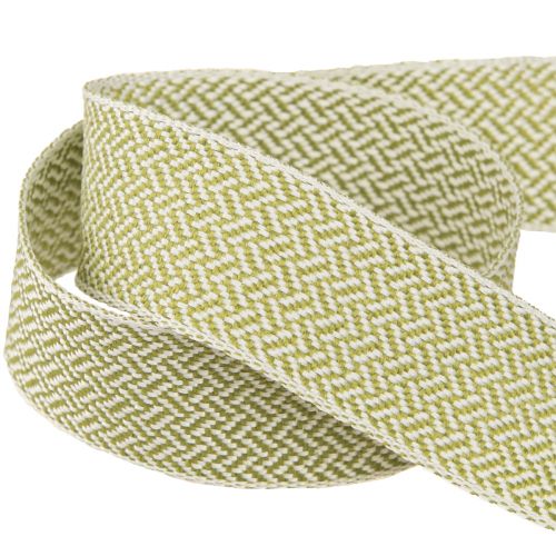 Article Ruban cadeau motif chevrons ruban décoratif blanc vert 25mm 15m