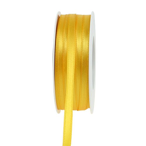 Ruban cadeau en satin jaune étroit, ruban décoratif 6 mm, 50 m