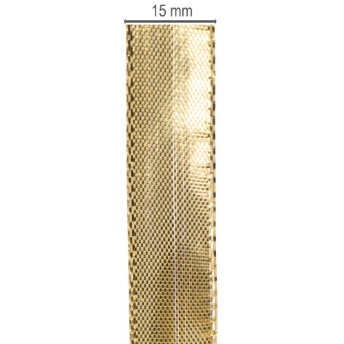 Ruban cadeau doré à bordure métallique, 15 mm de large, 25 m de long | Floristik24.fr