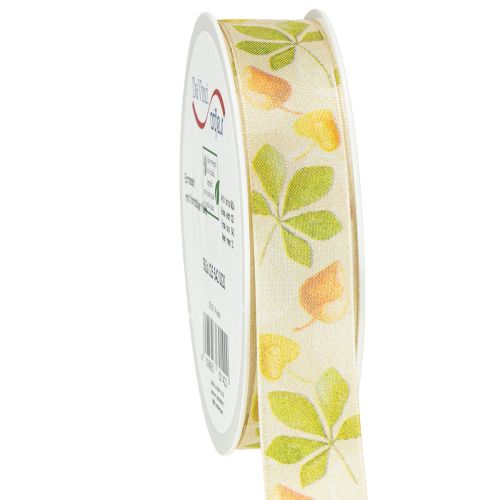 Ruban cadeau feuilles d&#39;automne vertes ruban déco automne 25mm 20m