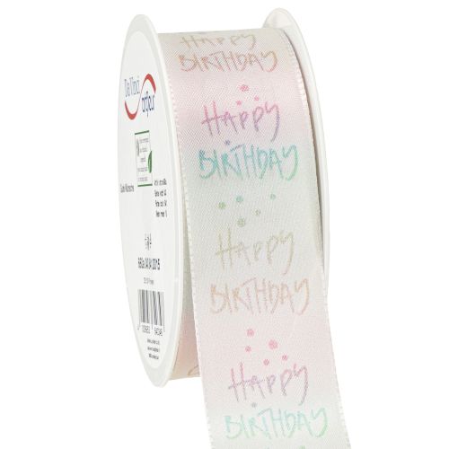 Floristik24 Ruban cadeau décoration anniversaire Joyeux Anniversaire 40mm 15m