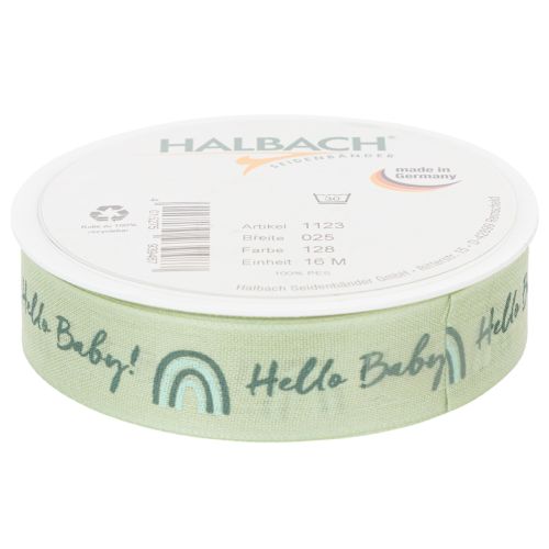 Article Ruban cadeau Hello Baby, ruban décoratif vert 25 mm 16 m