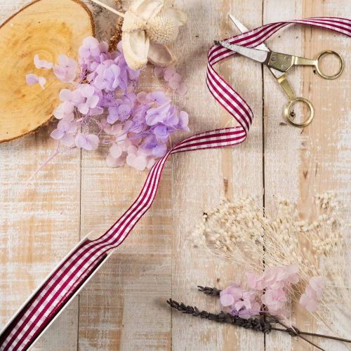 Ruban cadeau, à carreaux violets, 15 mm, 20 m | Floristik24.fr
