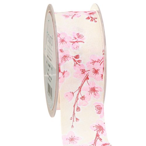 Floristik24 Ruban cadeau ruban en tissu fleurs de cerisier Hanami 40mm 20m