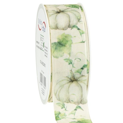 Ruban cadeau citrouille vert automne 40 mm 15 m