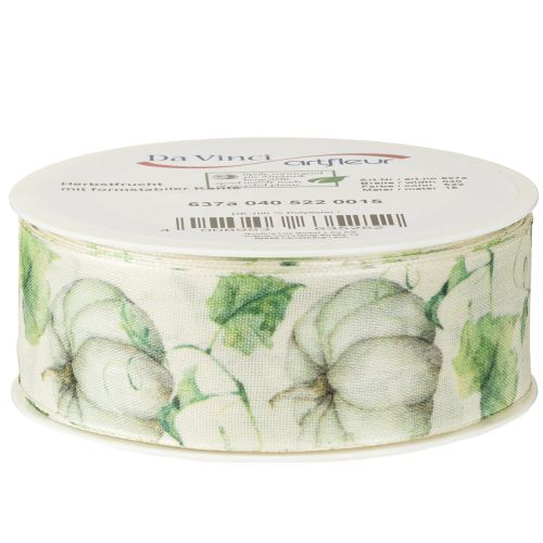 Article Ruban cadeau citrouille vert automne 40 mm 15 m