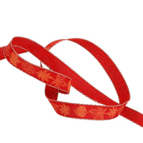Floristik24 ruban décoratif Herbstmotiv Rouge 15mm 20m