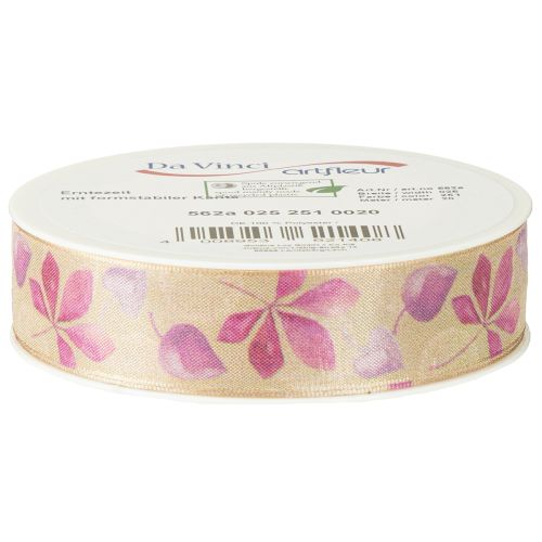 Article Ruban cadeau feuilles d'automne violet ruban déco automne 25mm 20m