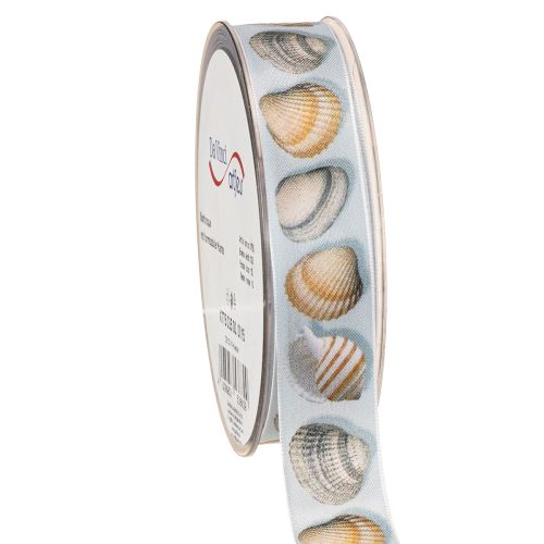 Floristik24 Ruban cadeau décoration maritime coquillages bleu 25mm 15m