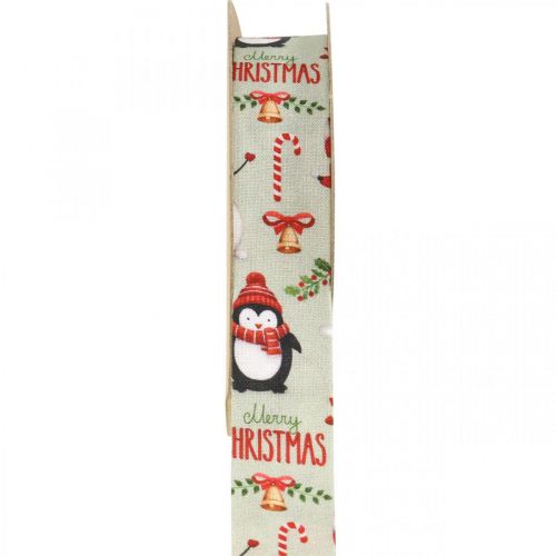 Floristik24 Ruban cadeau Joyeux Noël pingouins Ruban de Noël 25mm 8m