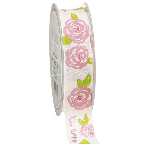 Ruban cadeau roses « Ti amo » ruban décoratif romantique 25mm 20m