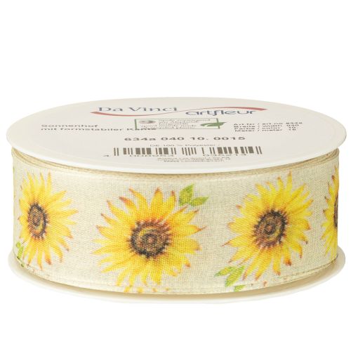 Article Ruban cadeau tournesols ruban jaune 40mm 15m