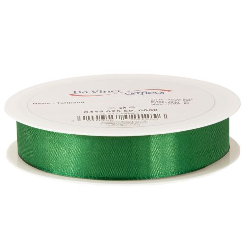 Article Ruban cadeau en taffetas décoratif vert foncé 25 mm × 50 m