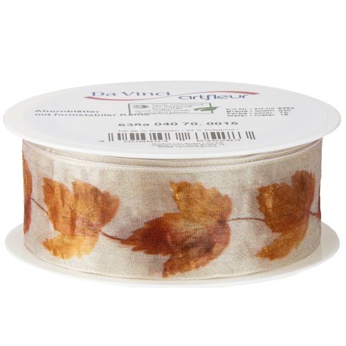 Article Ruban cadeau ruban lisière feuilles d'érable d'automne 40mm 15m