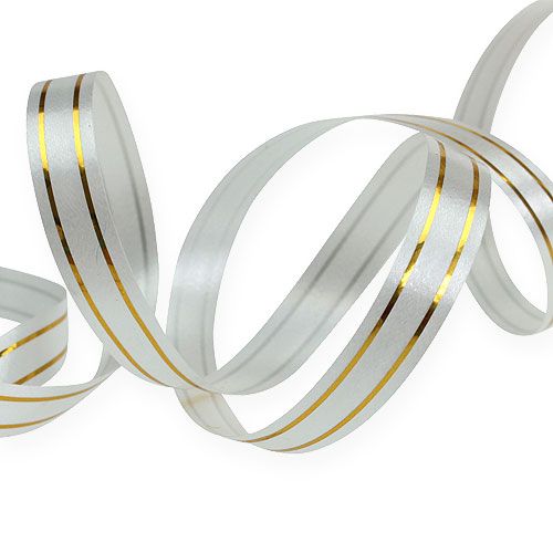 Floristik24 Ruban fendu 2 bandes dorées sur argent 10 mm 250m
