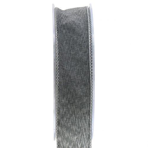Floristik24 Ruban cadeau gris mat 25 mm 20 m