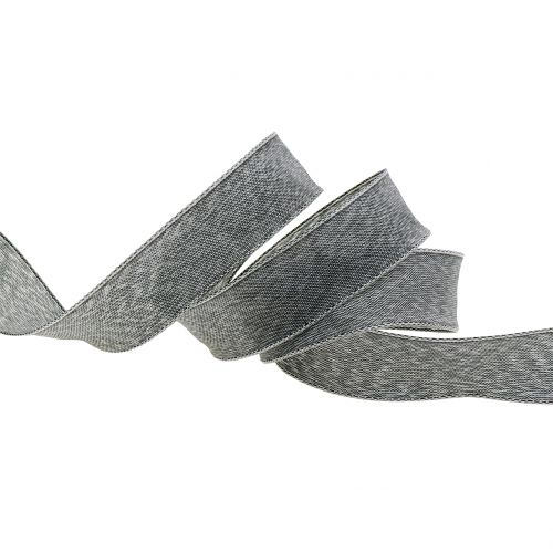Floristik24 Ruban cadeau gris mat 25 mm 20 m