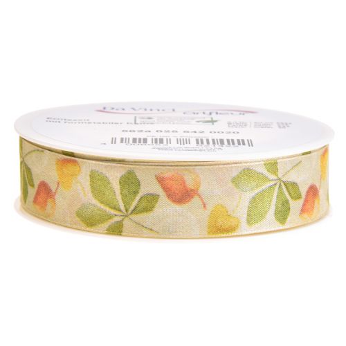 Article Ruban cadeau feuilles d&#39;automne vertes ruban déco automne 25mm 20m