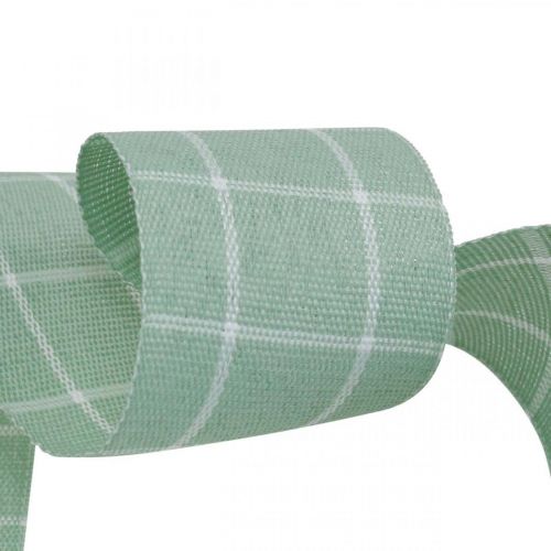 Article Ruban cadeau ruban déco damier vert pastel 35mm 20m