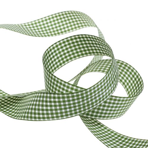 Article Ruban cadeau carreaux vert 25mm 20m