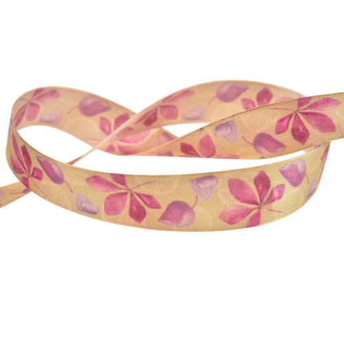 Article Ruban cadeau feuilles d'automne violet ruban déco automne 25mm 20m