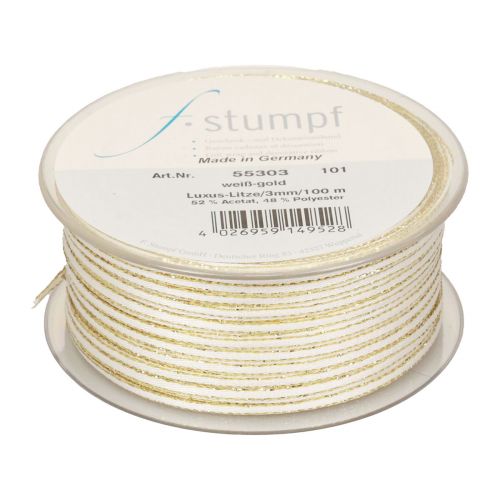 Floristik24 Ruban cadeau ruban de soie ruban multibrin or blanc 3mm 100m