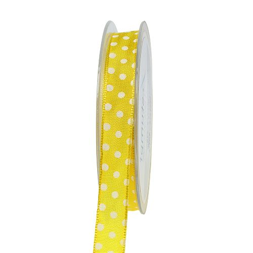 Floristik24 Ruban cadeau à pois jaune 15mm 20m