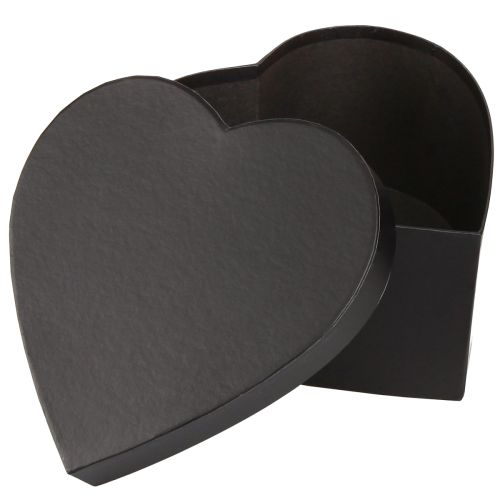 Article Coffret cadeau coeur boîte en papier noir 18×18cm H10cm 2pcs