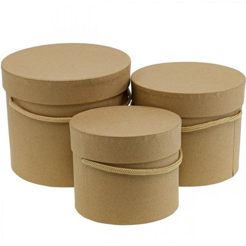 Floristik24 Coffret cadeau jardinière ronde beige Ø12.5/14.5/16.5cm lot de 3