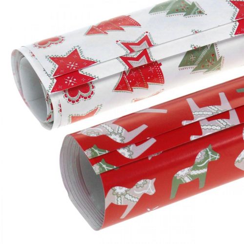 Papier cadeau Noël rouge, blanc 4 feuilles par lot 50 ×  70cm-521430