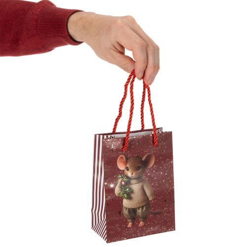 Sachet cadeau Noël avec motifs de souris 16 cm, lot de 2 | Floristik24.fr