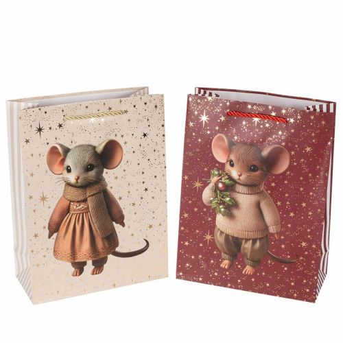 ProductNameLot de 2 sacs cadeaux de Noël à souris et étoiles, beige et rouge, 18 x 8 x 24 cm/ProductName
ProductDescription<h2>Sacs cadeaux de Noël à souris et étoiles pour emballer des présents</h2>
<p>Ce lot comprend deux sacs cadeaux de Noël assortis, 