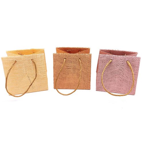Article Sacs cadeaux tissés avec poignées vanille orange rose 10,5cm 12 pcs