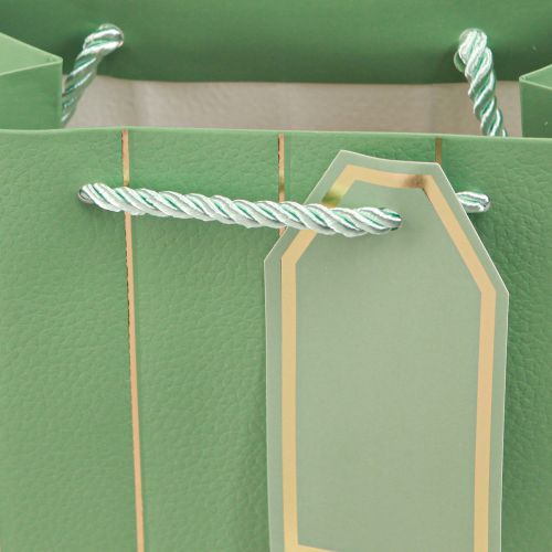 Article Sac cadeau vert clair rayures dorées 18×10×23cm 1 pce