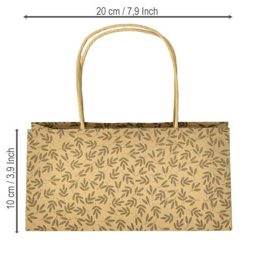 Article Sac cadeau en papier naturel feuilles marron 20×10×10cm 6 pcs