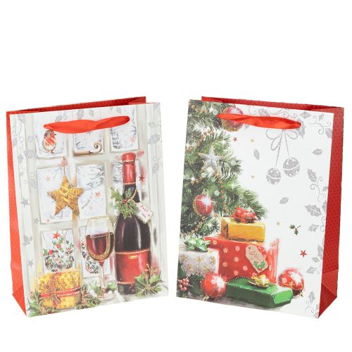 Article Sac cadeau de Noël 8cm x 18cm H24cm lot de 2