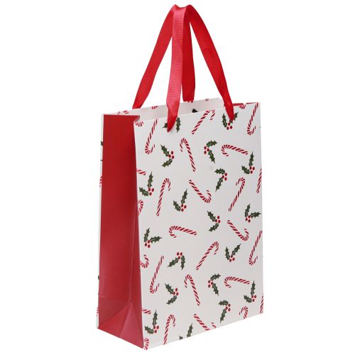 Article Sac cadeau de Noël avec poignées rouge blanc 24×18×8cm 4pcs
