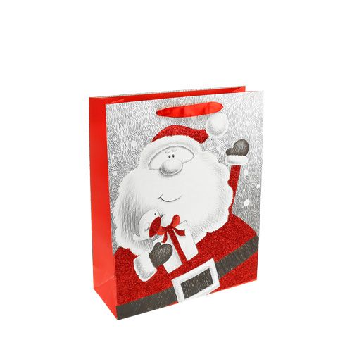Floristik24 Sac cadeau avec Père Noël 24cm x18cm x 8cm