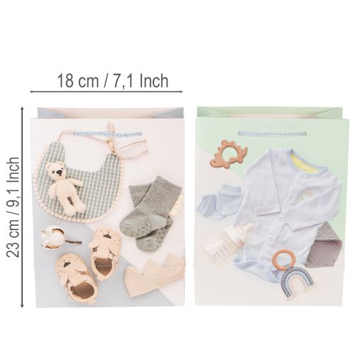 Article Sac cadeau pour bébé garçon - Idéal pour les cadeaux de naissance - 23 cm - Lot de 2