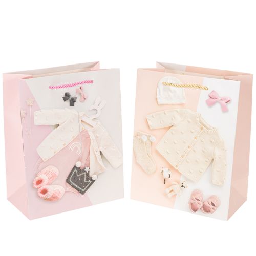 Floristik24 Sacs cadeaux pour bébés filles, sacs cadeaux de naissance, 23×18cm, 2 pièces