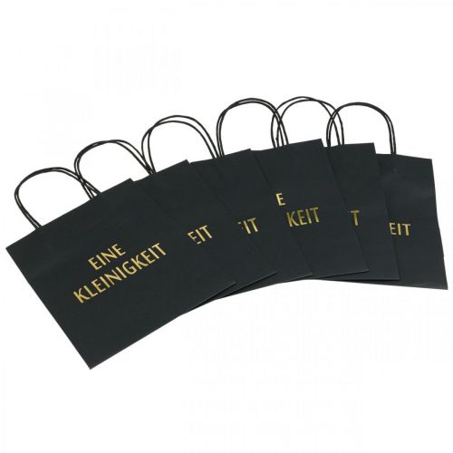 Floristik24 Sacs cadeaux papier &quot;Un petit quelque chose&quot; noir 20×11×25cm 6pcs