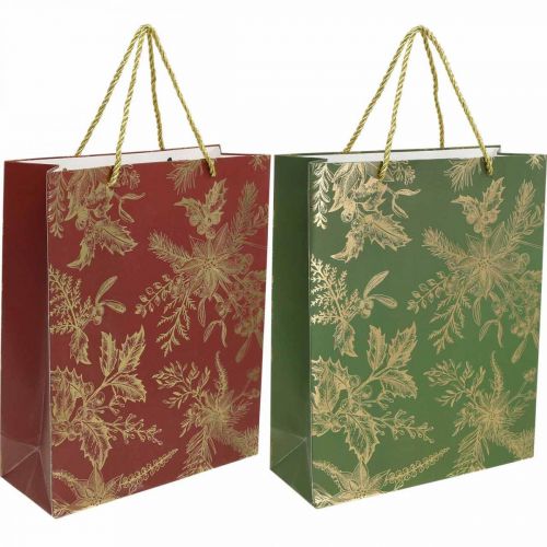 Floristik24 Sacs cadeaux Noël Sacs de Noël gui 32×26cm 2pcs