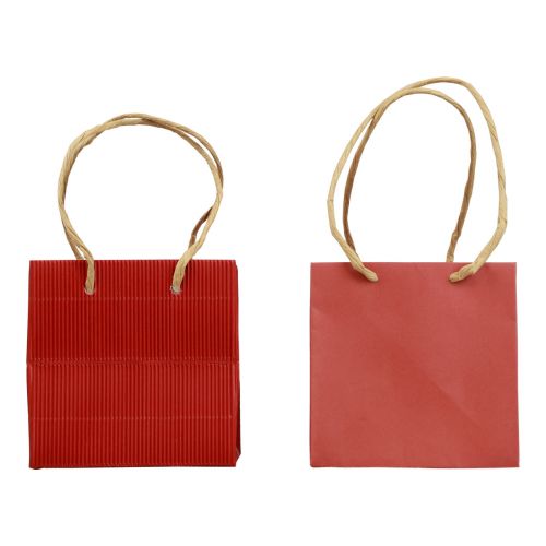 Floristik24 Sacs cadeaux sacs en papier avec poignée rouge 12×12×12cm 6pcs