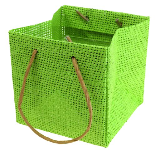 Floristik24 Sacs cadeaux tissés avec poignées vert, jaune, violet 10,5cm 12 pcs