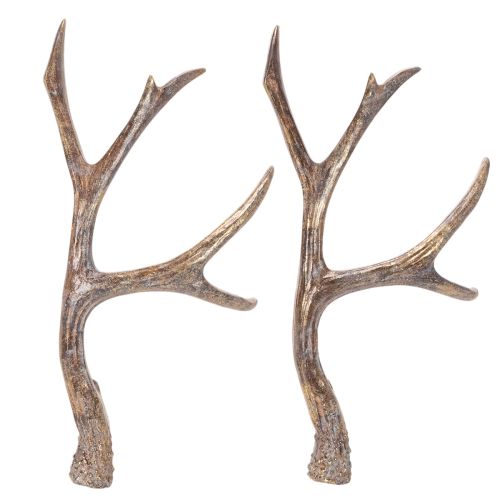 Lot de 2 Fausses Ramures en Résine Marron et Doré 29 cm pour Décoration Intérieure
