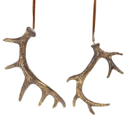 Lot de 6 décorations murales en forme de bois de cerf, 13-15 cm, résine, tons bruns et dorés acheter | Floristik24.fr