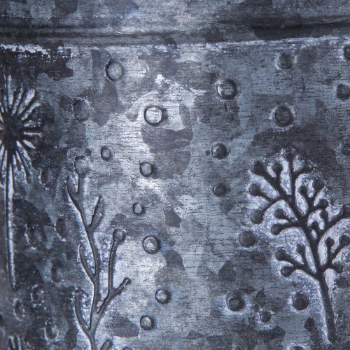 Article Arrosoir métal décoration fleurs grises noires Ø13cm H13cm