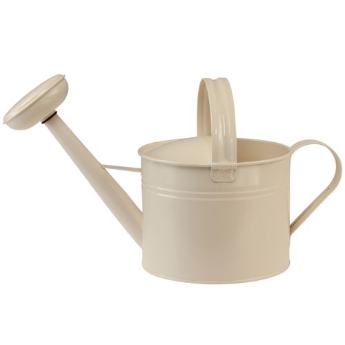 Article Arrosoir blanc crème pour décorer et planter bidon en métal H26cm 5L