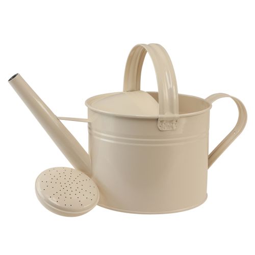 Article Arrosoir blanc crème pour décorer et planter bidon en métal H26cm 5L